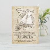 航海のヨット結婚式招待状来セイル遠くに 招待状 (スタンド正面)