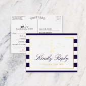 航海のライトハウスウェディングRSVP実在 箔招待状ポストカード