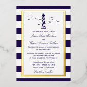 航海のライトハストライプイニ結婚ー実在ズ 箔招待状 (正面)