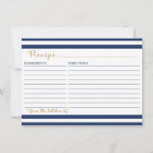 航海のレシピカード – ネイビー&金ゴールド (裏面)