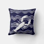 航海のロブスターネイビーブルーホワイトウェーブストライプ クッション (裏面)