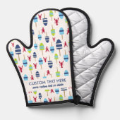 航海のロブスターブイ模様の追加カスタム文字 鍋つかみ (正面/裏面)