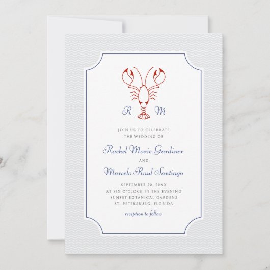 航海のロブスターミニマ名門私立校風のラ結婚リスト 招待状 (正面)
