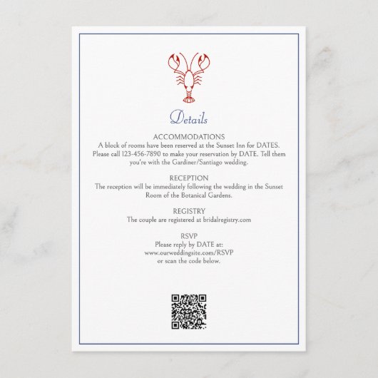 航海のロブスター結婚詳細 エンクロージャーカード (正面)