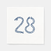 航海のローノット青い白い誕生日の番号 スタンダードカクテルナプキン (正面)