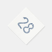 航海のローノット青い白い誕生日の番号 スタンダードカクテルナプキン (角)