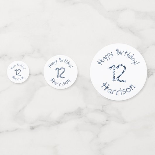 航海のロープノット青い白い誕生日カスタム日 コンフェッティ (正面)