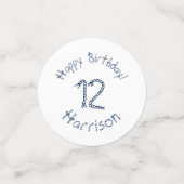 航海のロープノット青い白い誕生日カスタム日 コンフェッティ (スモール正面)