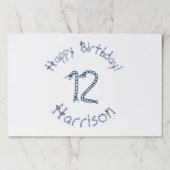 航海のロープブルー白い誕生日カスタムランチョンマット ペーパーパッド (正面)