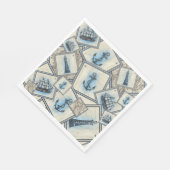 航海のヴィンテージコラージュのセーリングのテーマパーティー スタンダードランチョンナプキン (角)