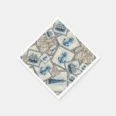航海のヴィンテージコラージュ航海イラストレーション地図 スタンダードカクテルナプキン (角)