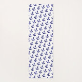 航海のヴィンテージネイビーブルーいかりパターン ヨガマット (裏面)