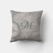 航海のヴィンテージマップコンパスモノグラム クッション (裏面)