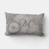 航海のヴィンテージマップコンパスモノグラム ランバークッション (裏面)