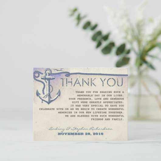 航海のヴィンテージ結婚いかりサンキューカード サンキューカード (スタンド正面)
