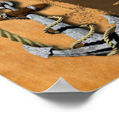 航海のヴィンテージ船と地図 ポスター (角)