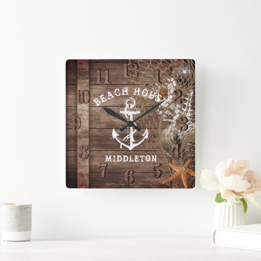 航海のヴィンテージ スクエア壁時計 (ホーム)