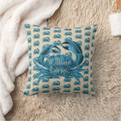 航海の名前をカスタムするカニのブルーとタン クッション (ブランケット)