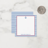 航海の名門私立校風のストライプいかりパーソナライズされた ノートカード (正面/裏面インサイチュ)