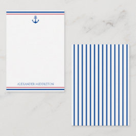 航海の名門私立校風のストライプいかりパーソナライズされた ノートカード
