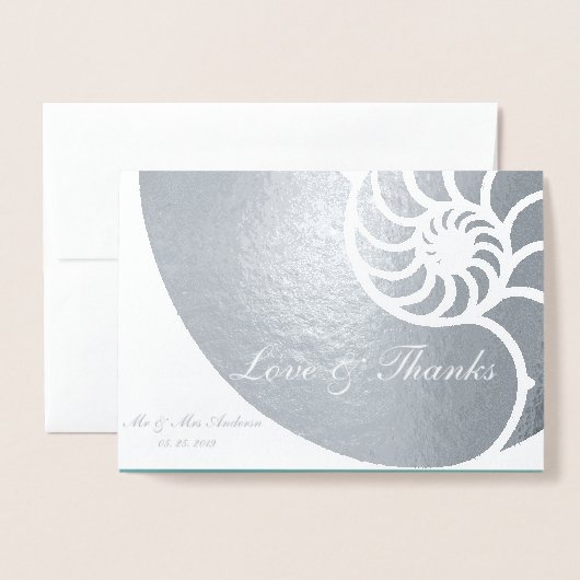 航海の名門私立校風の⎥Photo Thank You Foil Card 箔カード (封筒付き正面)