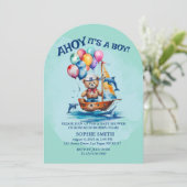 航海の喜びに満ちたベビーシャワーパーティーへようこそ「Ahoy It's a Boy!」 招待状 (スタンド正面)
