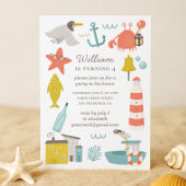 航海の子供の誕生日パーティー海の動物。ボーイ 招待状