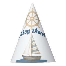 航海の子供の誕生日 | ネイビーブルー&ホワイトボート パーティーハット