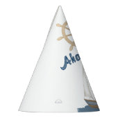 航海の子供の誕生日 | ネイビーブルー&ホワイトボート パーティーハット (左)