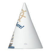 航海の子供の誕生日 | ネイビーブルー&ホワイトボート パーティーハット (右)