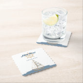 航海の子供の誕生日 | ネイビーブルー&ホワイトボート ペーパーコースター (インサイチュ)