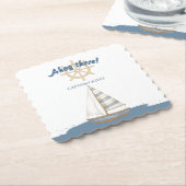 航海の子供の誕生日 | ネイビーブルー&ホワイトボート ペーパーコースター (アングル)