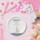 航海の子供の誕生日 | ネイビーブルー&ホワイトボート ペーパープレート (パーティー)