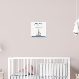 航海の子供の誕生日 | ネイビーブルー&ホワイトボート ポスター
