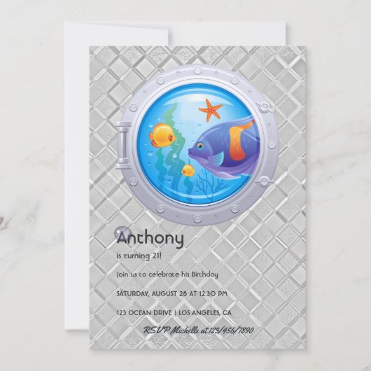 航海の子供の誕生日 招待状 (正面)