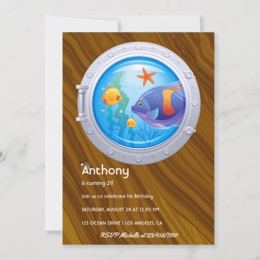 航海の子供の誕生日 招待状 (正面)