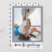 航海の季節のごあいさつ | ストライプ金ゴールドいかり シーズンカード (正面/裏面)