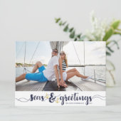 航海の季節のごあいさつ | ネイビー金ゴールドいかり シーズンカード (スタンド正面)