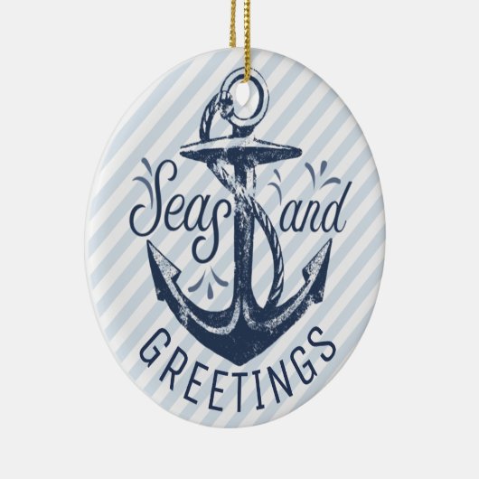 航海の季節のごあいさつ | 青と白の写真 セラミックオーナメント (右)