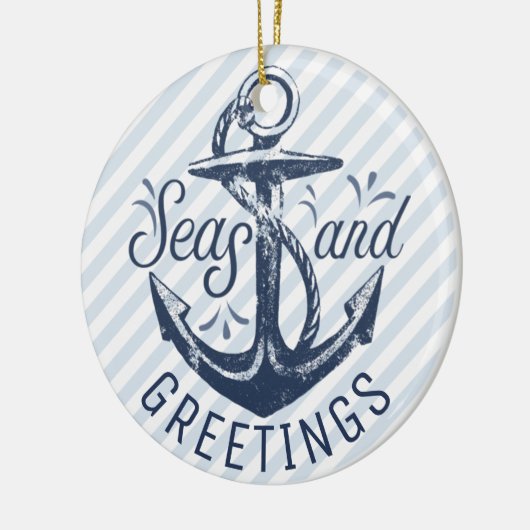 航海の季節のごあいさつ | 青と白の写真 セラミックオーナメント (左)