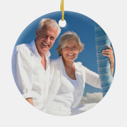 航海の季節のごあいさつ | 青と白の写真 セラミックオーナメント (裏面)