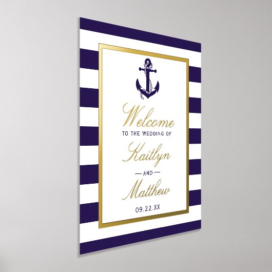 航海の実在Foil結婚 Welcome Sign 箔ポスター (レイダウン)