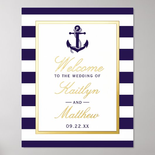 航海の実在Foil結婚 Welcome Sign 箔ポスター (正面)