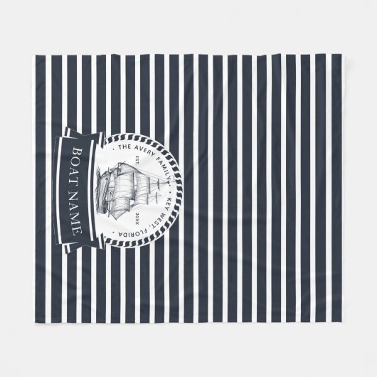 航海の家族と船の名モダン前 フリースブランケット (正面(横))