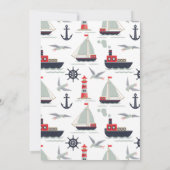 航海の帆船をイメージしたベイビー ボーイ シャワーの招待状 招待状 (裏面)