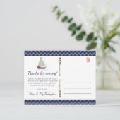 航海の帆船アホイ男の赤ちゃんシャワーサンキュー ポストカード (スタンド正面)