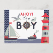 航海の帆船アホイ男の赤ちゃんシャワーサンキュー ポストカード (裏面)
