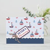 航海の帆船アンカーカニ洗礼クリスマス化 招待状 (スタンド正面)