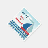 航海の帆船オンウォーターボーイ誕生日 スタンダードカクテルナプキン (角)