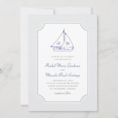 航海の帆船ミニマ名門私立校風の結婚リスト 招待状 (正面)